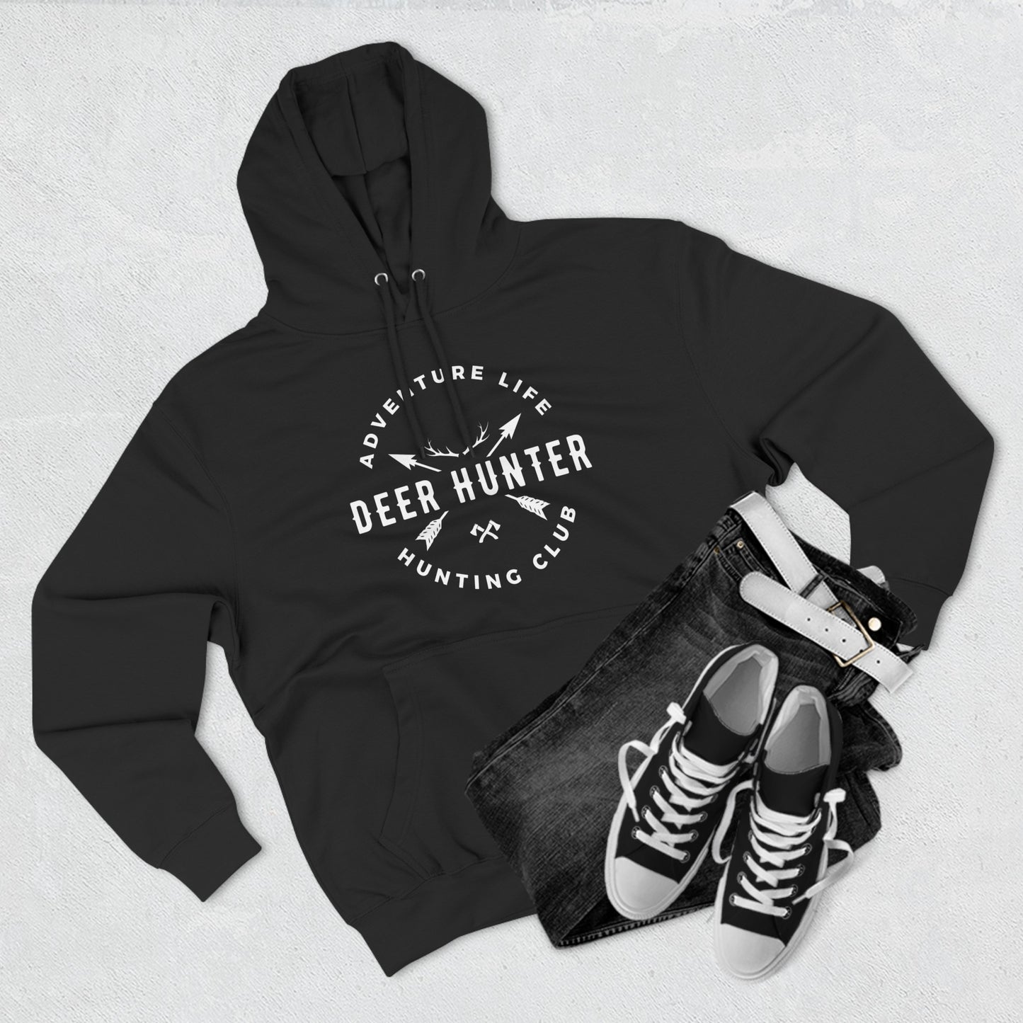 Three-Panel Fleece Hoodie " Deer Hunters Club"