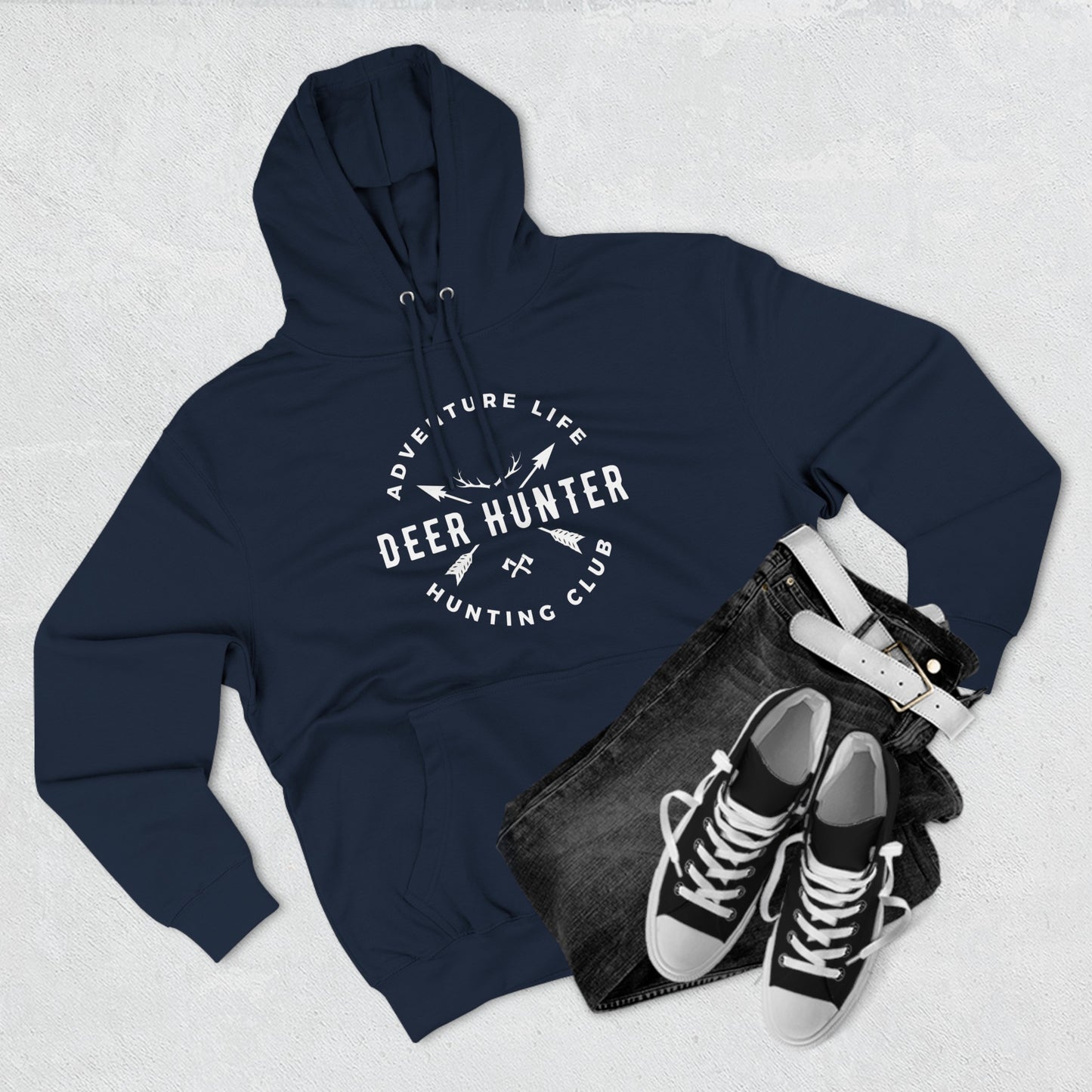 Three-Panel Fleece Hoodie " Deer Hunters Club"