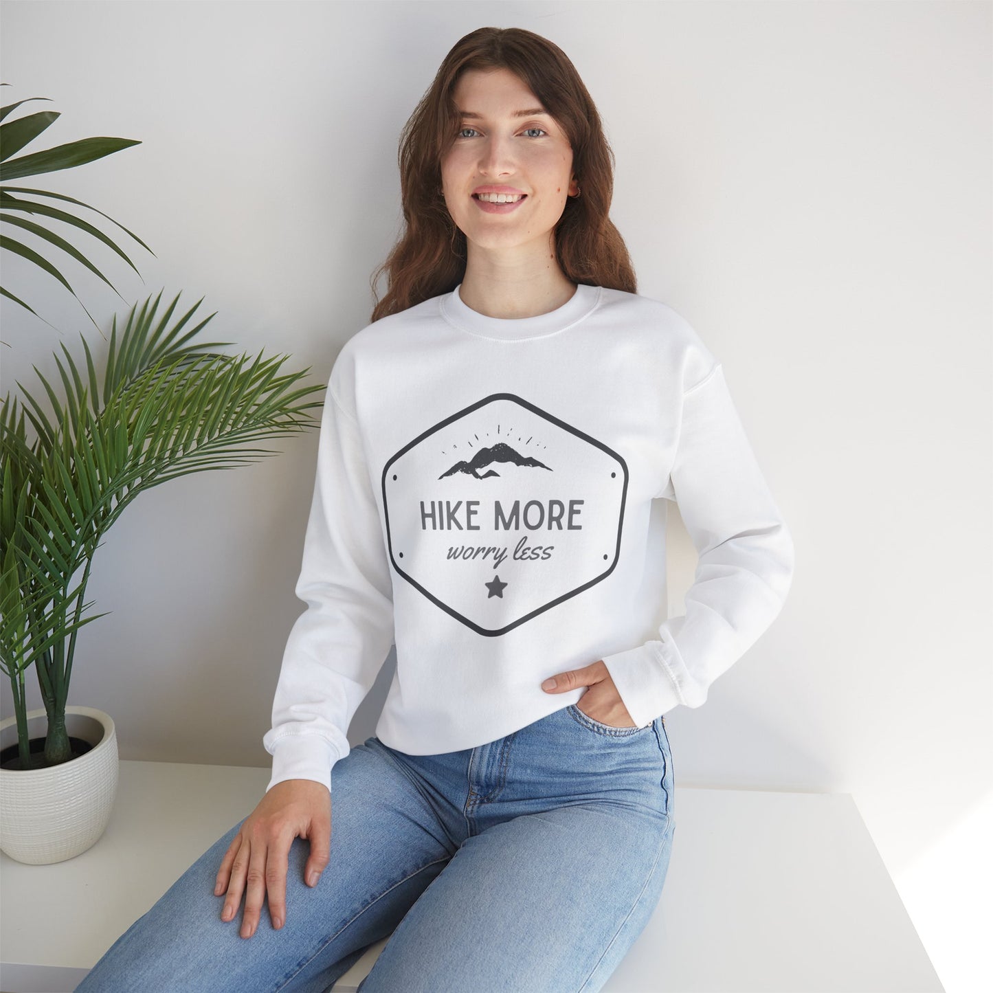 Unisex "Hike More, Worry Less" Crew Neck