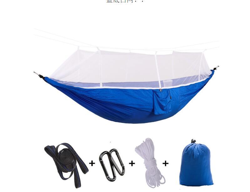 Outdoor Parachute Cloth Hammock Couble with Mosquito Net Light Portable Army Green Insect-proof Camping Aerial Tent